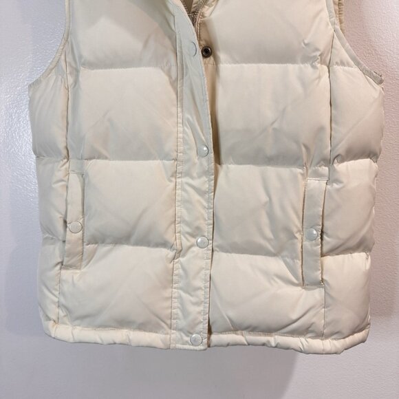 Vintage Y2K Gap Vest Womens M Puffer Down Quilted Faux Fur Hood Zip Snap - Picture 3 of 11